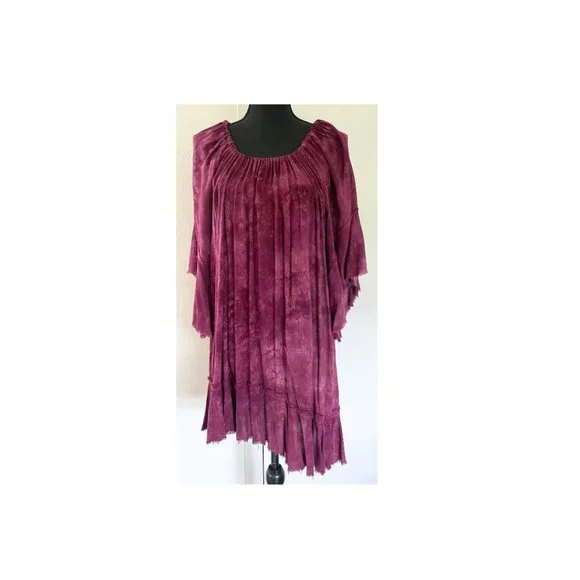 blue life tie dye dress Blue Life Double Slit Halter Dress Tan & Blue Tie Dye Size Small